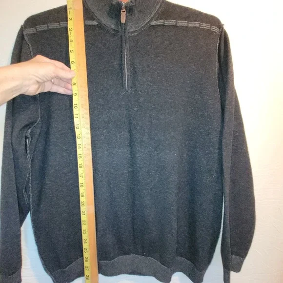 Tommy Bahama Sweater Medium Wool Cashmere 1/4 Zip Charcoal Gray Men's Mock Neck - Picture 8 of 12